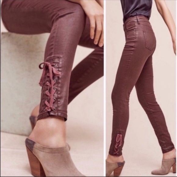 Pilcro and the Letterpress Wax High Rise Lace Up Ankle Jeans Size 26 - Picture 1 of 10